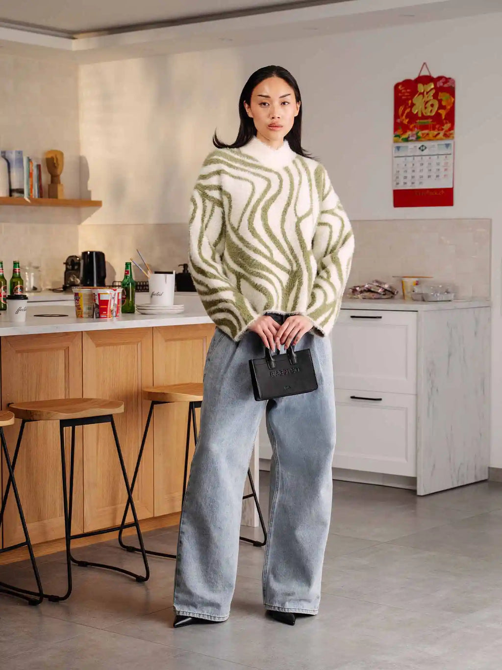 【SATIIIZ】Yer Basic Overfit Knit Mesh Knit Hoodie | Saturdays NYC